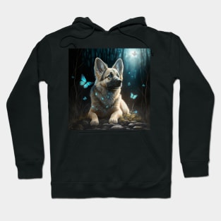 Wolfdog And Butterflies Hoodie